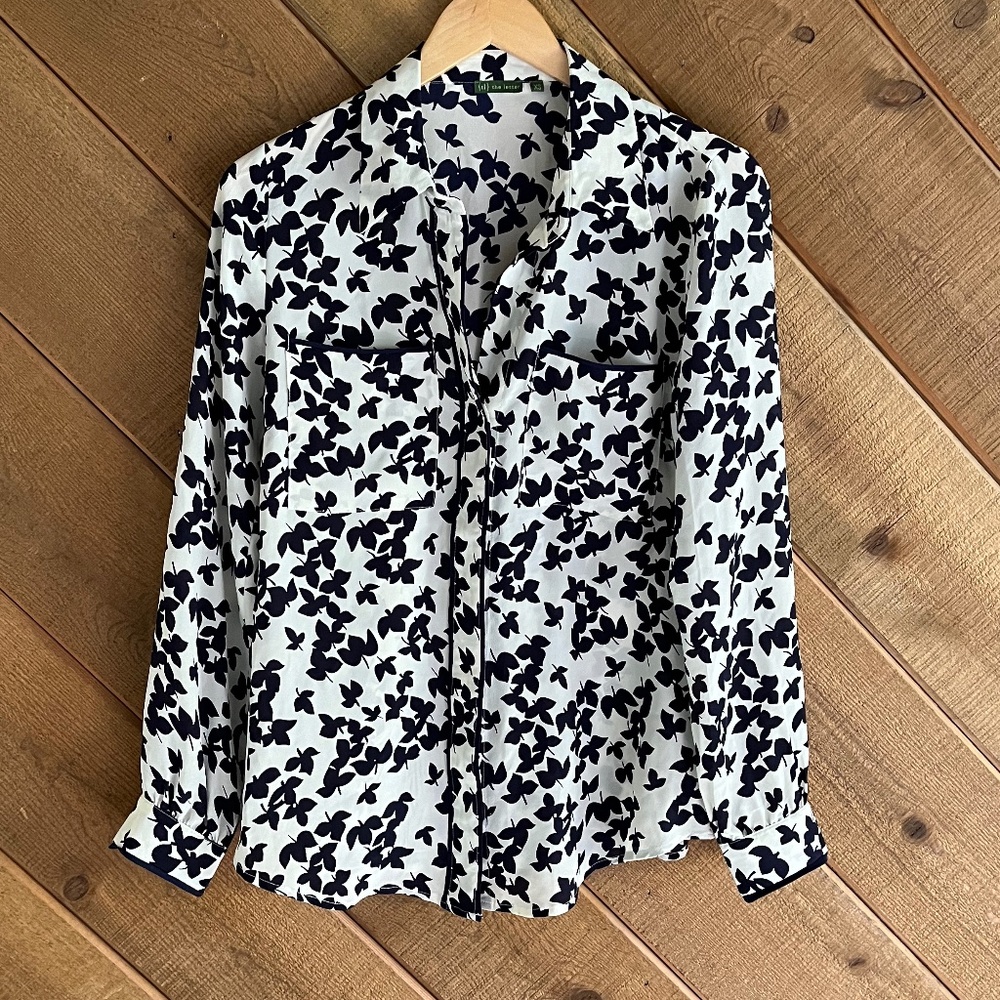 Silk Leaf Print Blouse by The Letter, Size XS